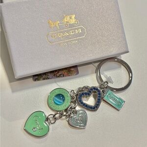 Coach Mint Turquoise Heart Multi-Charm Keyring